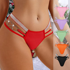 Low Rise Cheeky Underwear Strappy Heart Buttons Silver Ribbon