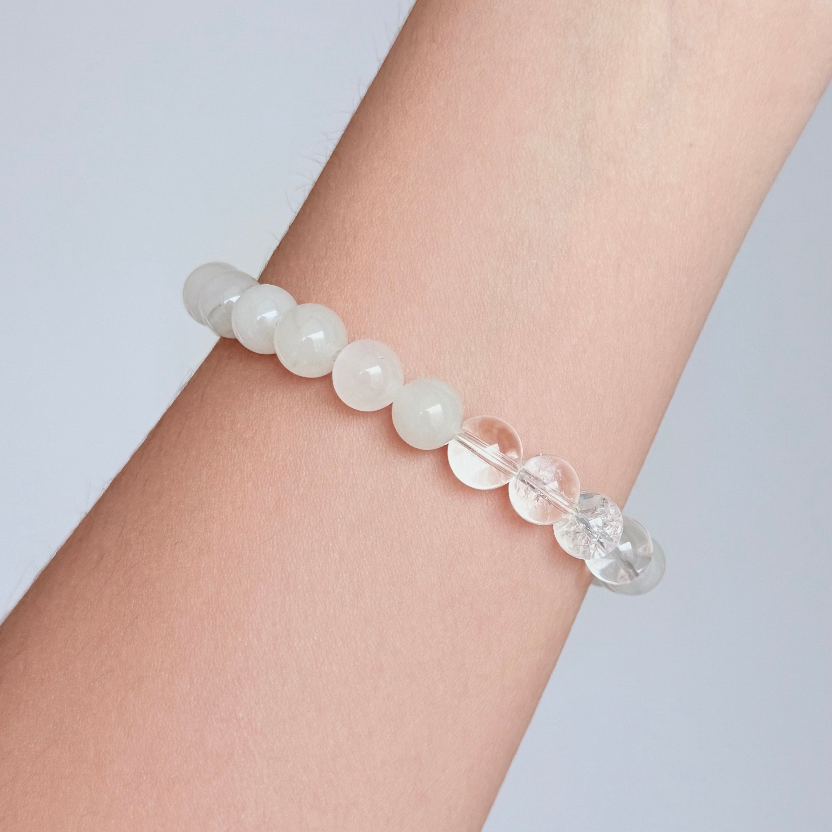 White Chalcedony & Clear Quartz Bracelet