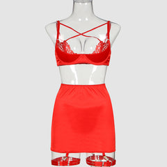 Underwear Cross Strap Hip Skirt Five Piece Set