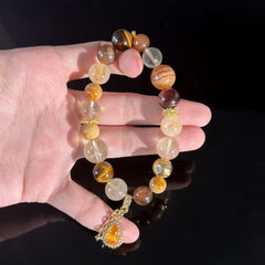 Gourd of Blessings & Money Bag Charm | Wealth-Attracting & Luck-Preserving Multi-Gemstone Crystal Bracelet