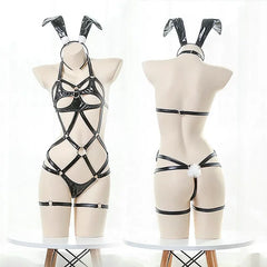 ã€?9.9】SM Bunny Girl Three-piece Leather Lingerie