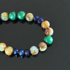 Handcrafted Malachite & Ocean Jasper Bracelet | A Blue Crystal Beaded Healing Bracelet for Balance and Protection