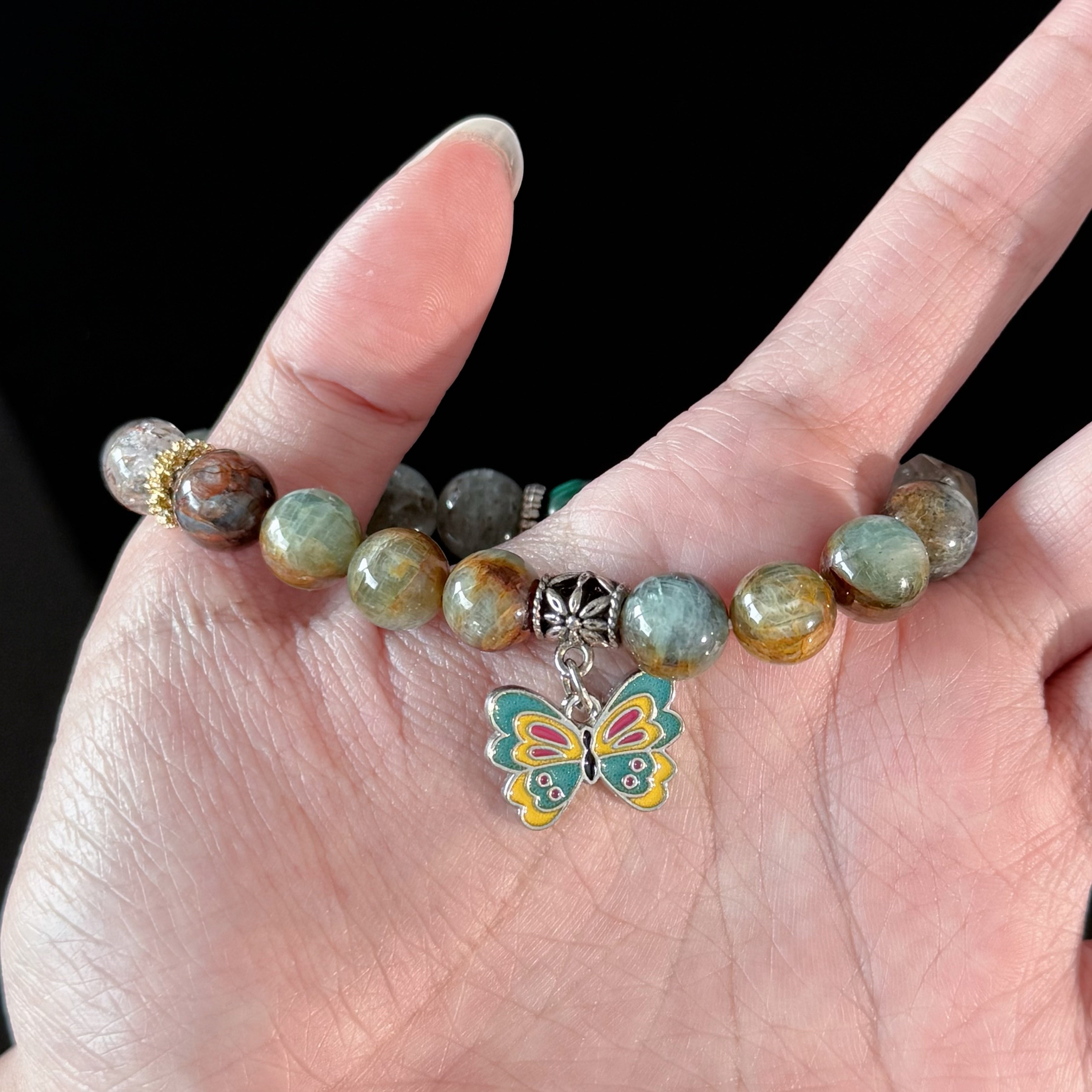 Malachite & Moss Agate Butterfly Bracelet