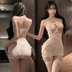 See-through Tearable Fishnet Clothes Hip Skirt