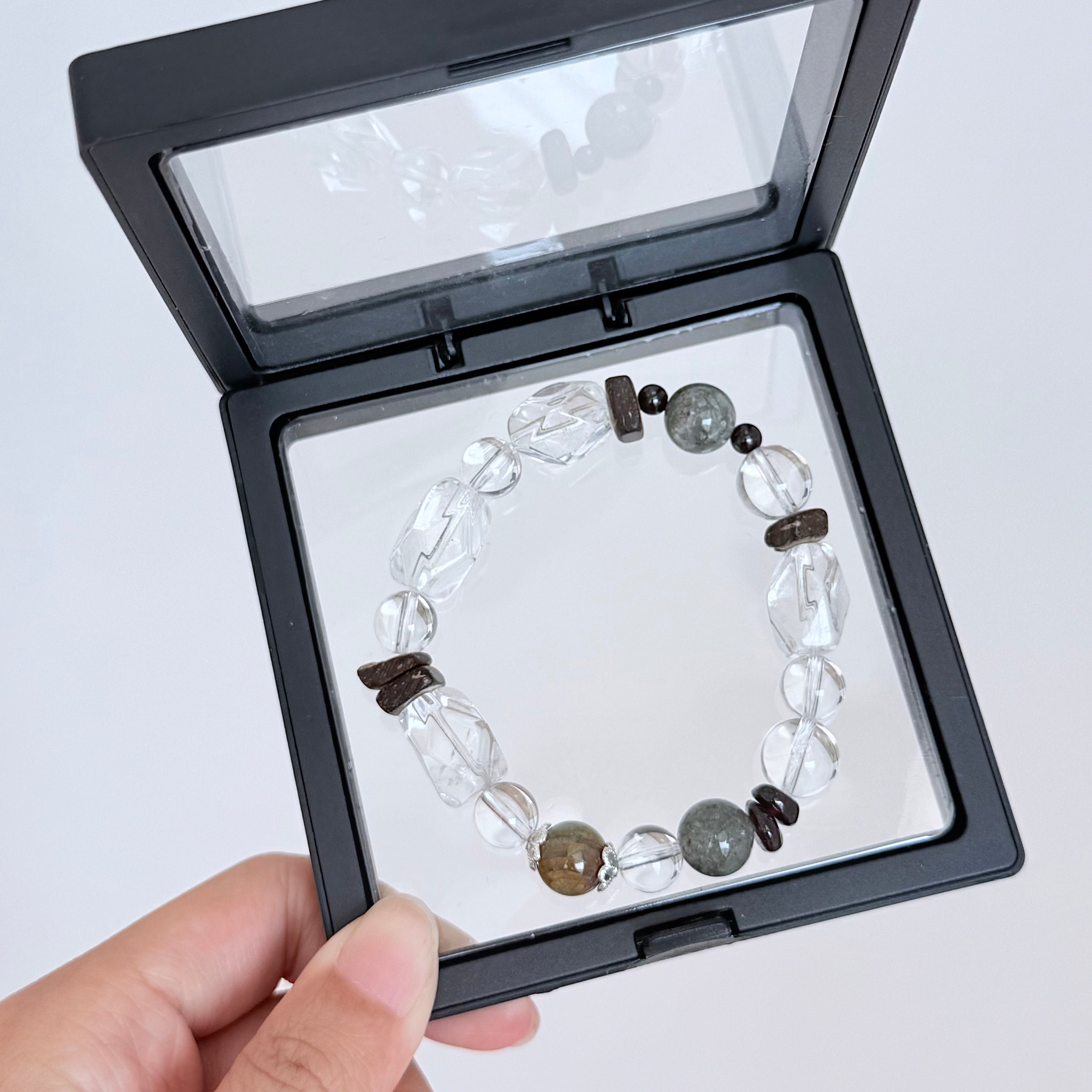 Clear Quartz & Green Phantom Crystal Bracelet