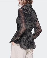 Stylish Stand-up Collar Slim Fit Blouse