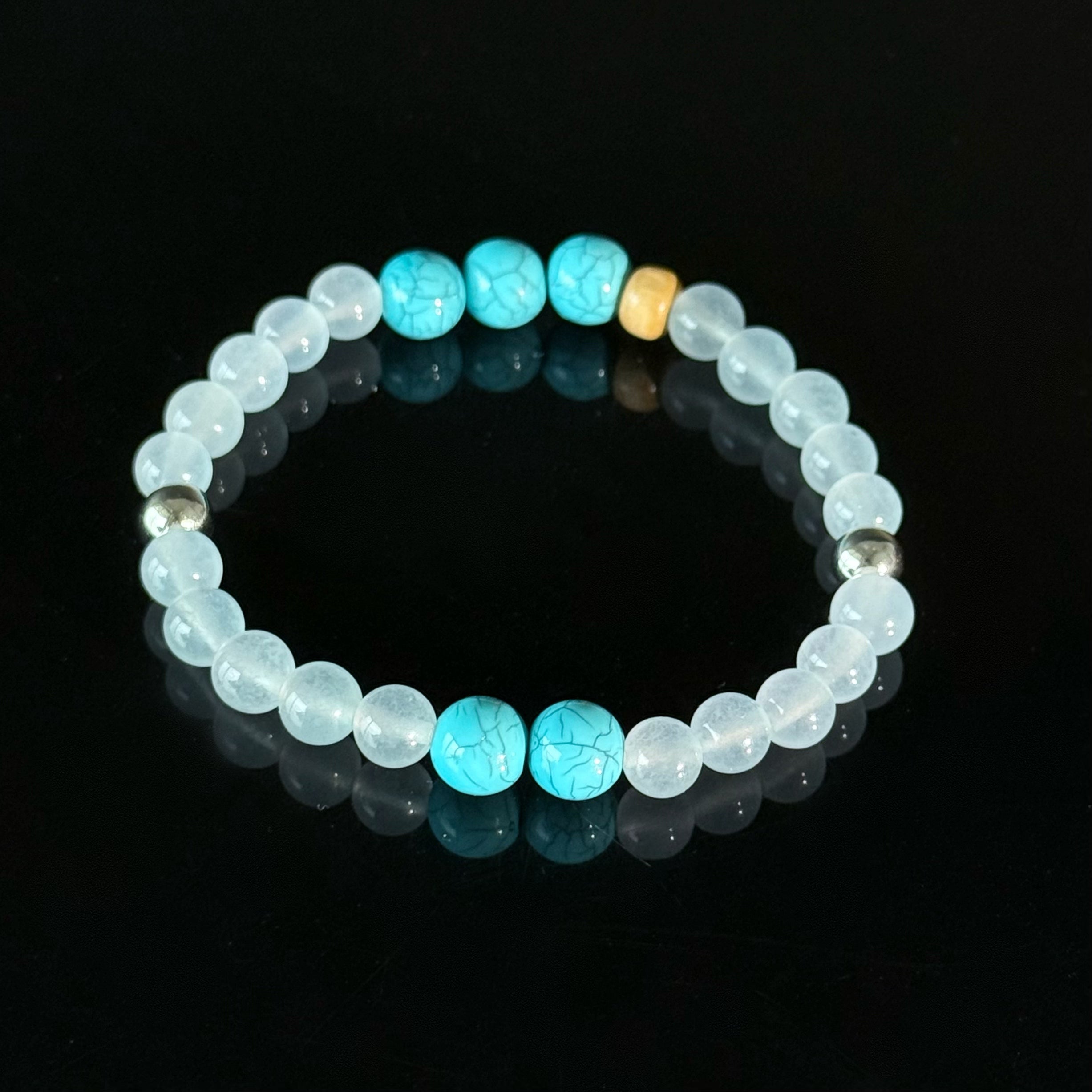 White Jade & Turquoise Bracelet – Crystal Bracelet for Aquarius & Sagittarius