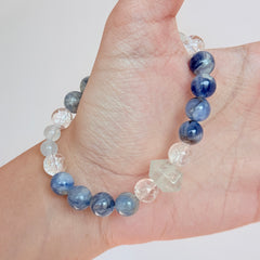 Kyanite, Aquamarine & Clear Quartz Bracelet
