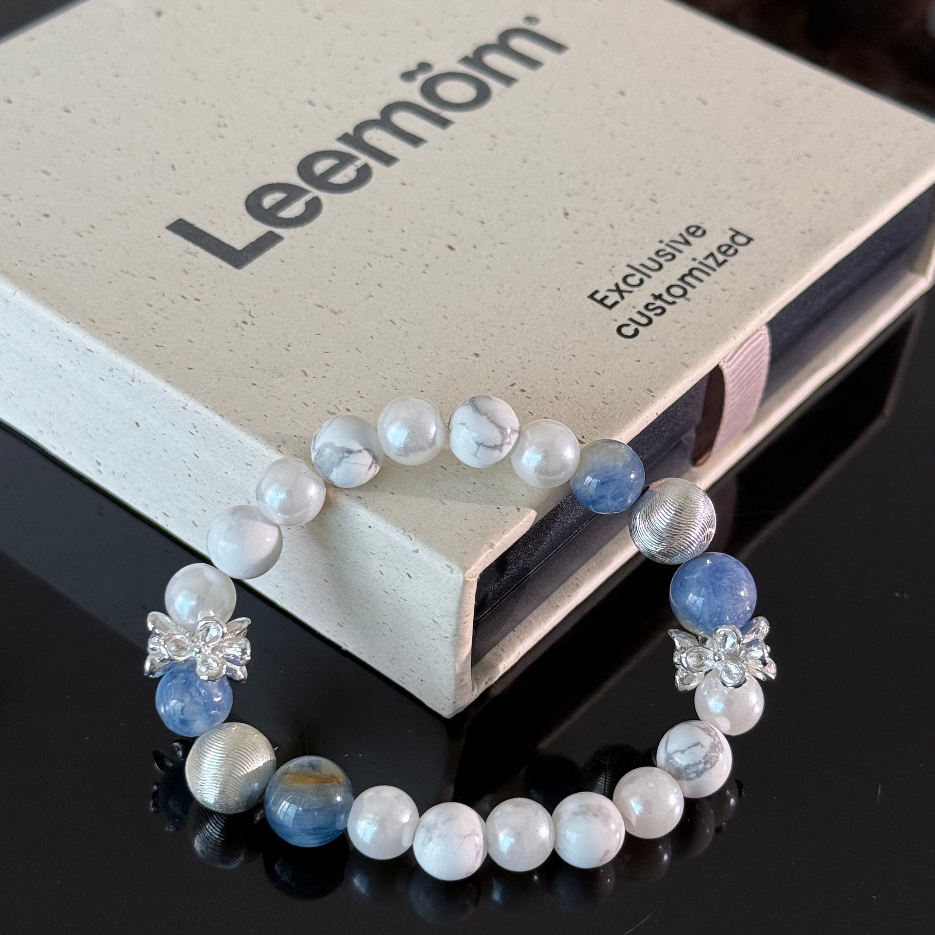 Handcrafted Crystal Bracelet: Blue Kyanite & White Magnesite — Natural Healing Gemstone Bracelet for Emotional Balance