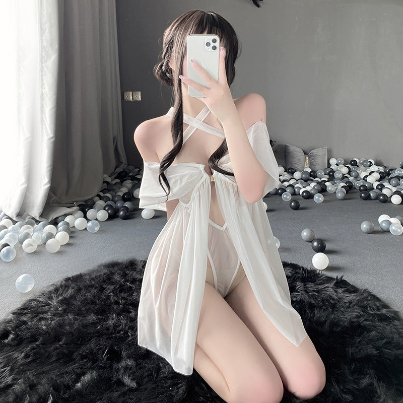 Sleeveless Lace See-through Nightgown