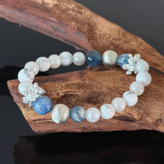 Handcrafted Crystal Bracelet: Blue Kyanite & White Magnesite — Natural Healing Gemstone Bracelet for Emotional Balance