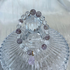 Icy Translucent Violet Hues | Super Seven & Clear Quartz Bracelet—Possessing an Innate, Aloof Beauty