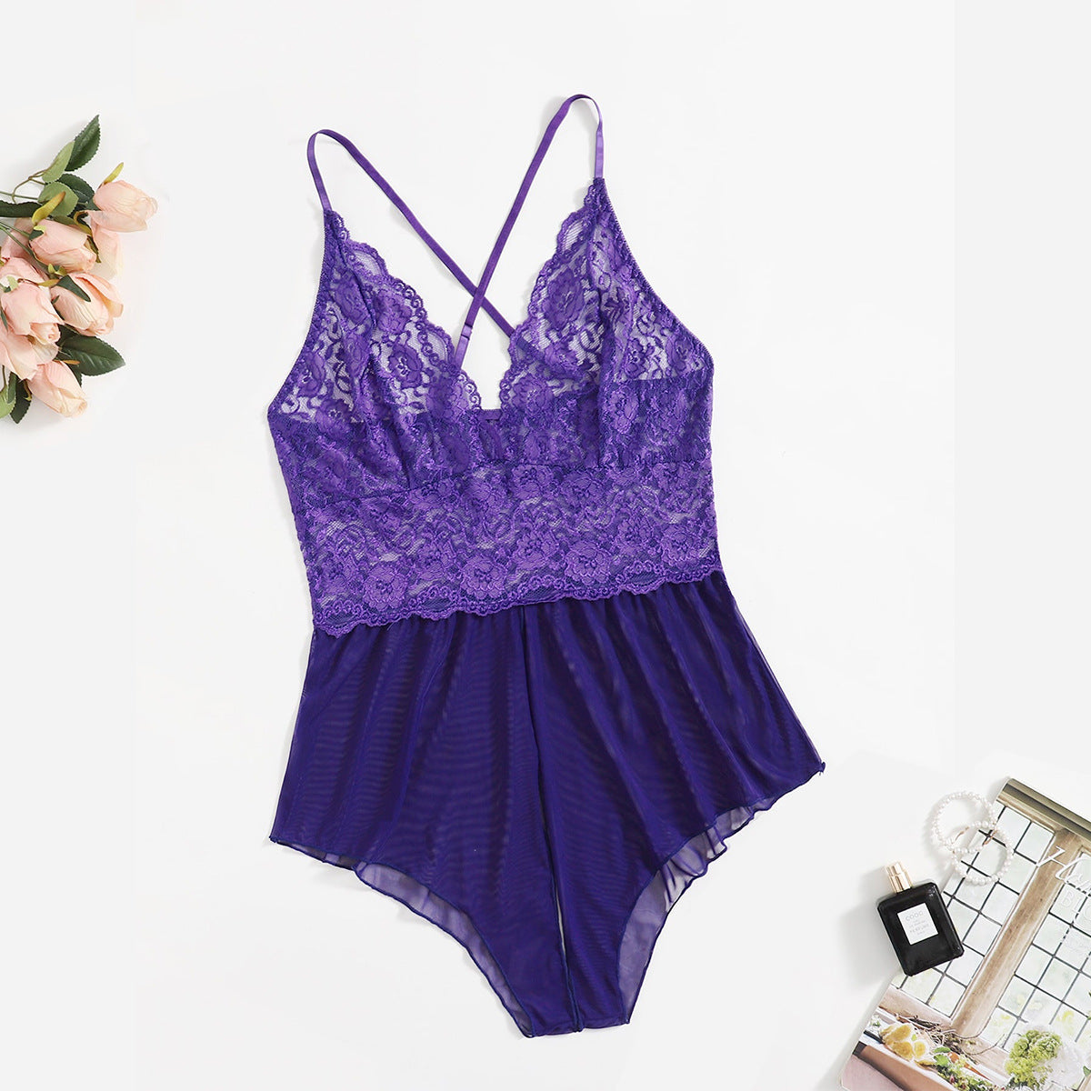 Lingerie Plus Size Jumpsuit with Perspective Opening, and Seductive Jumpsuit Set