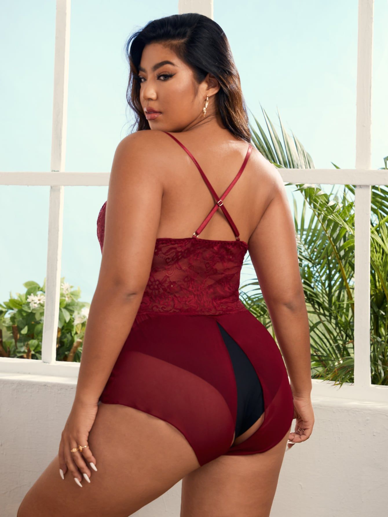 Large Size One-piece See-through Crotchless Temptation Lingerie Set