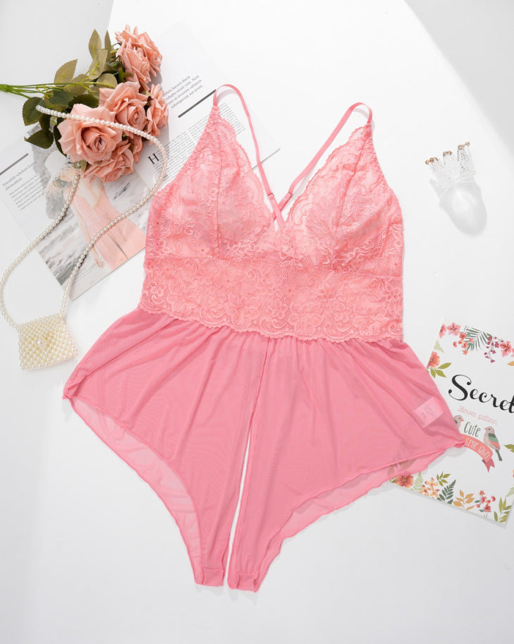 Lingerie Plus Size Jumpsuit with Perspective Opening, and Seductive Jumpsuit Set