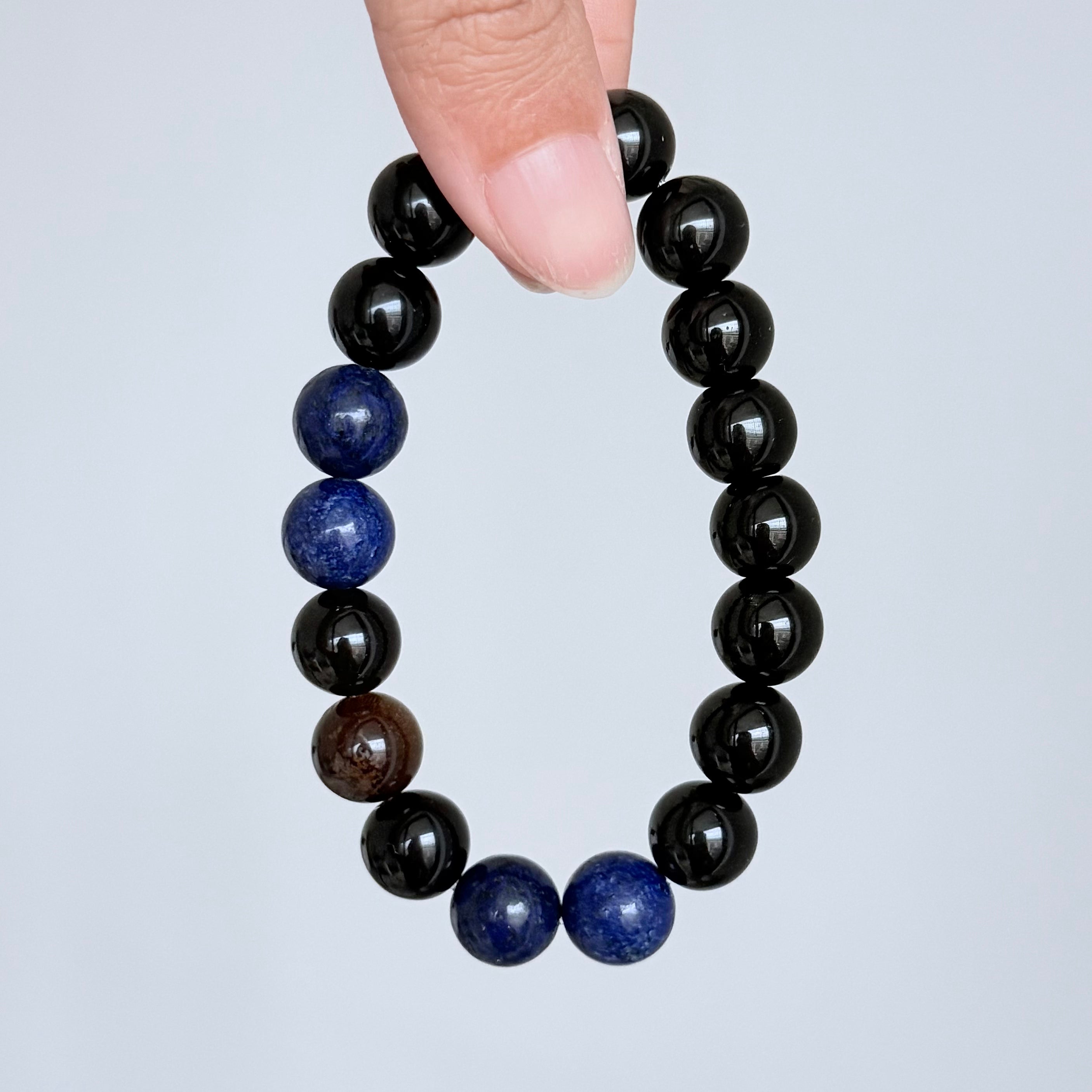 Black Obsidian and Sodalite Crystal Bracelet