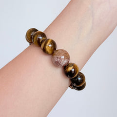 Tiger’s Eye Crystal Bracelet with Brown Stone Center