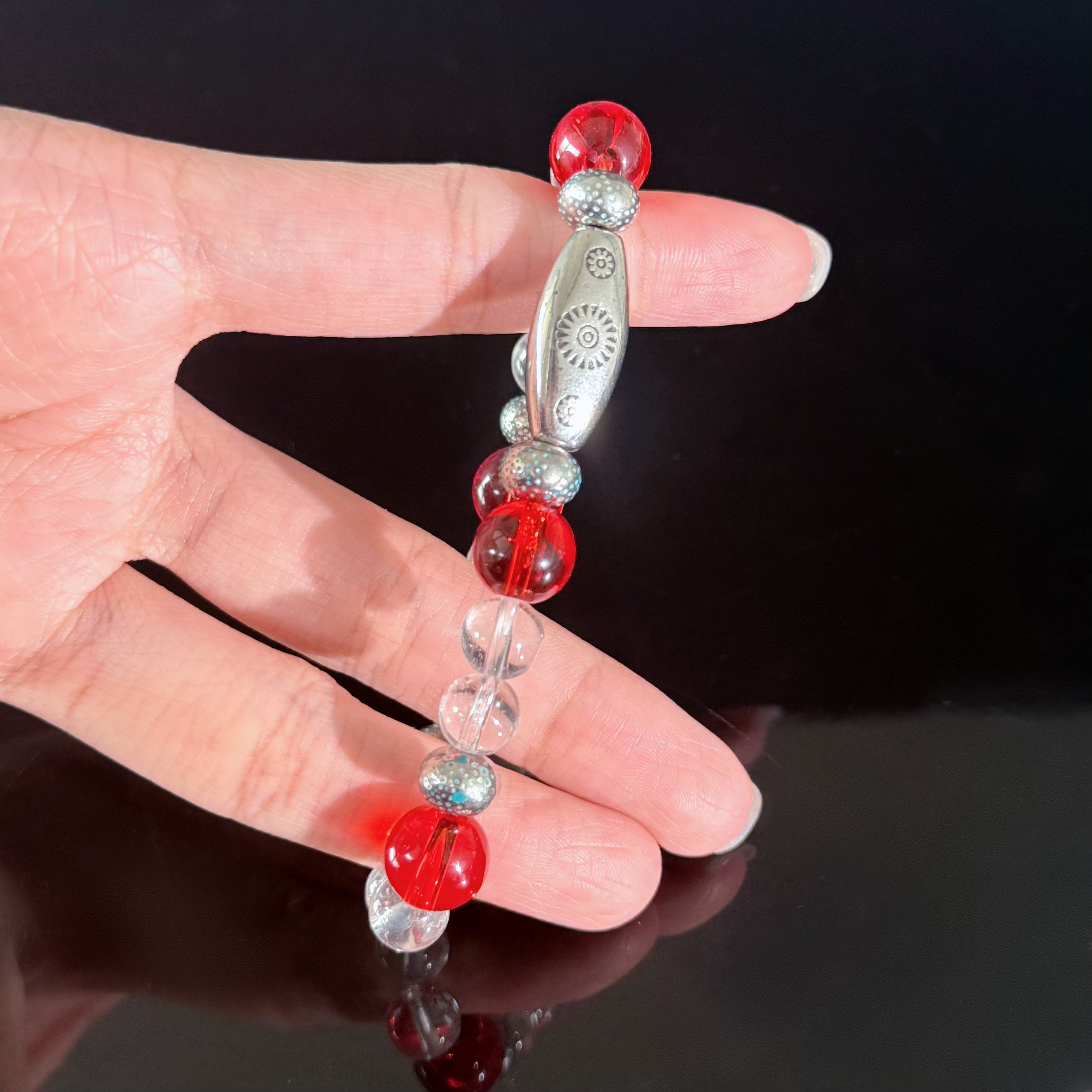 Aries Crystal Bracelet – Red Quartz & Clear Quartz Healing Bracelet