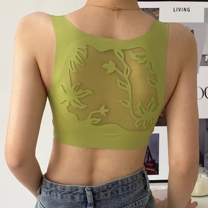 Seamless Deep V Hollow Vest Bra