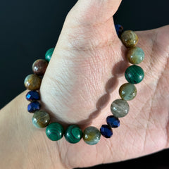 Handcrafted Malachite & Ocean Jasper Bracelet | A Blue Crystal Beaded Healing Bracelet for Balance and Protection