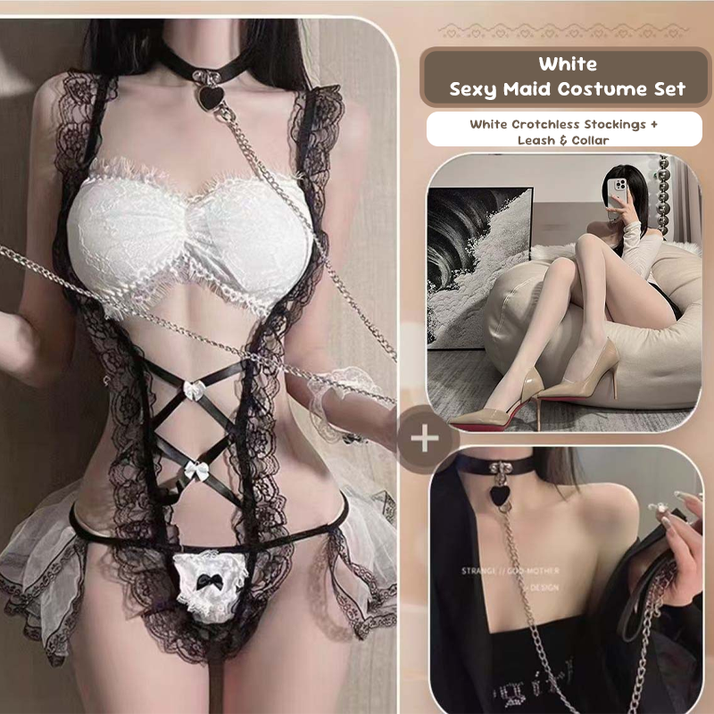 Lace Maid Costume See-through Free Lingerie