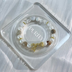Moonlit Radiance Wristlet | White Crystal & Bowknot Bracelet — Dispelling Shadows, Bringing Smooth Sailing and Serenity