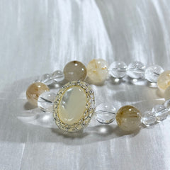 Purify your magnetic field and enhance your aura | White Crystal and Citrine Bracelet
