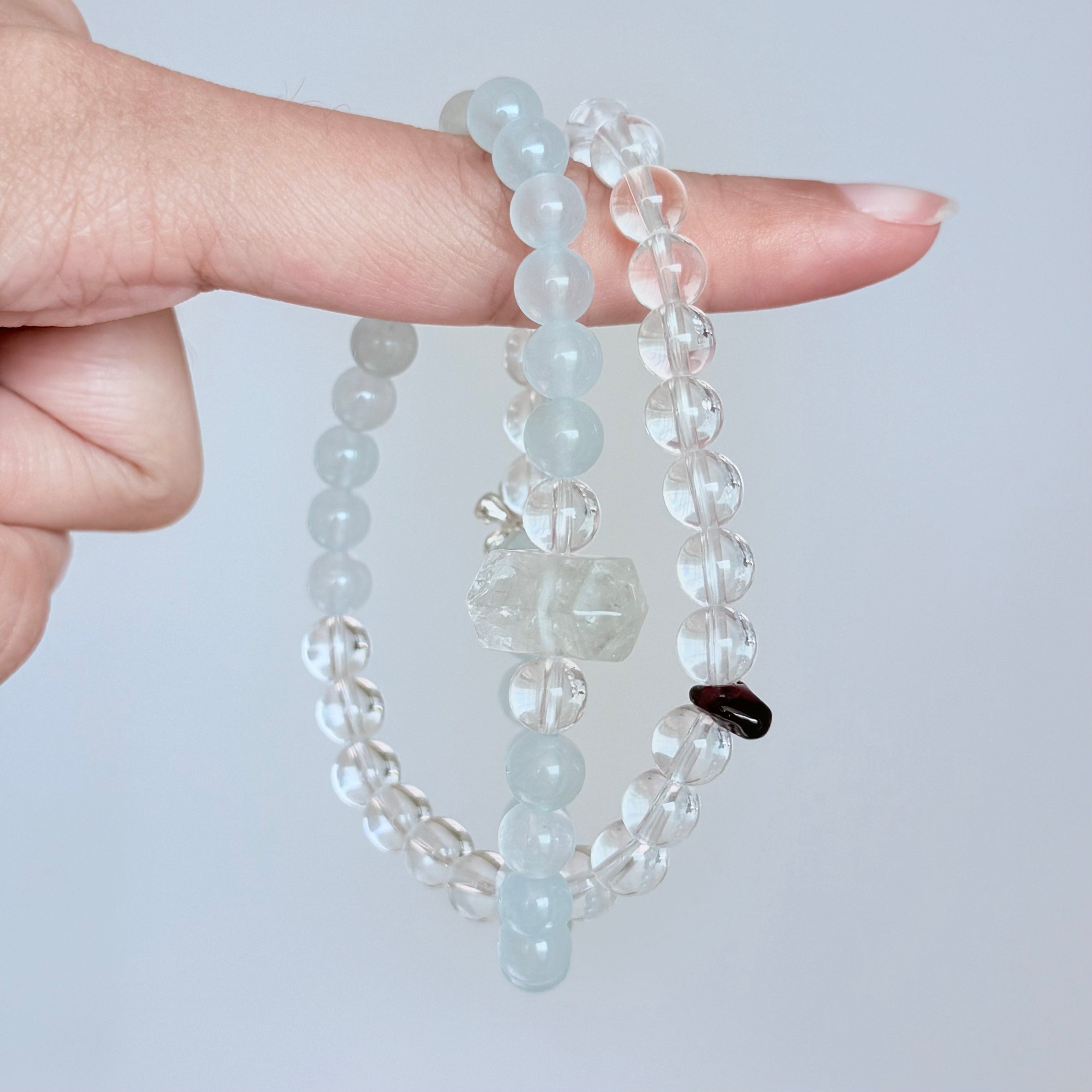 Aquamarine and Clear Quartz Bracelet