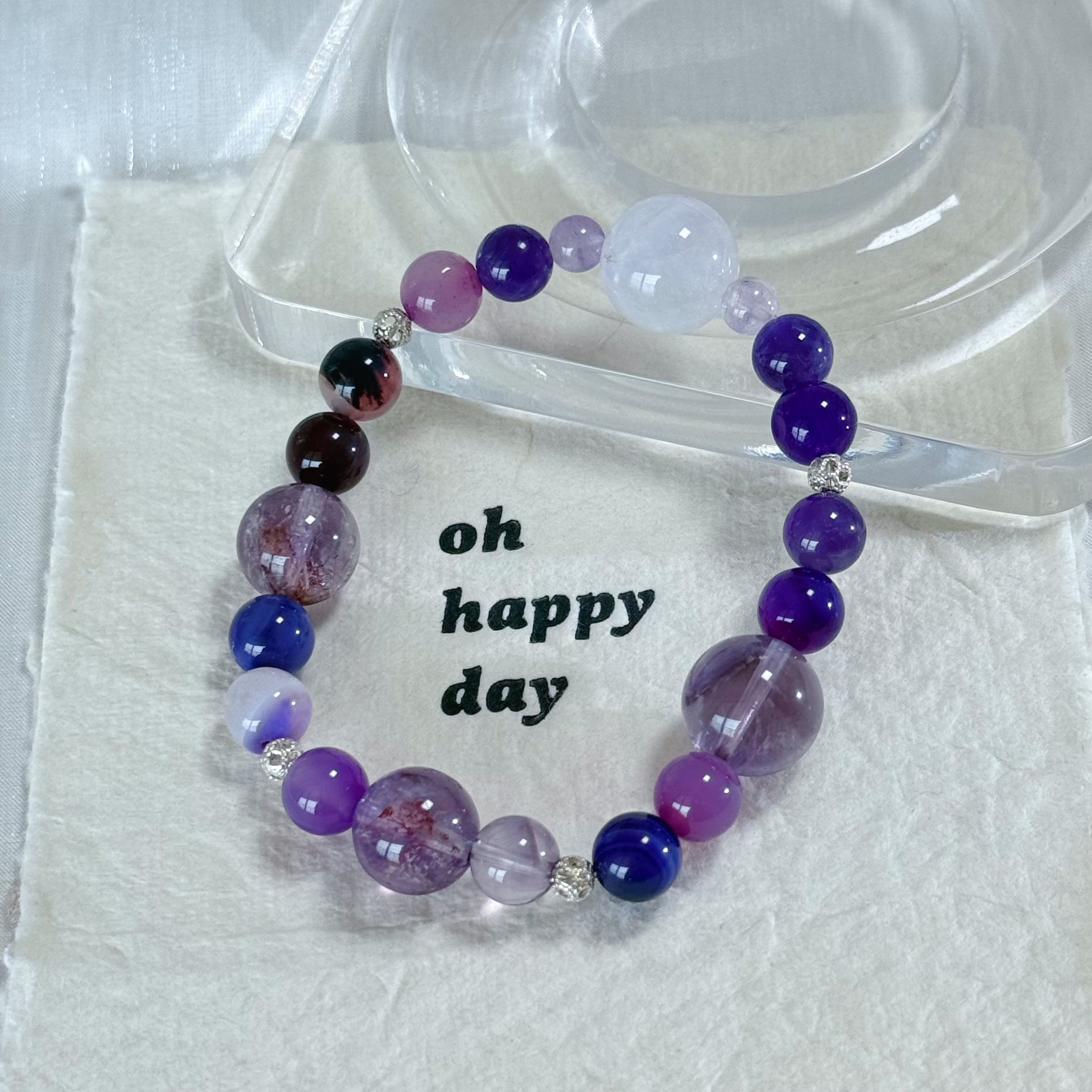 Dreamy Amethyst & Purple Agate Beaded Bracelet