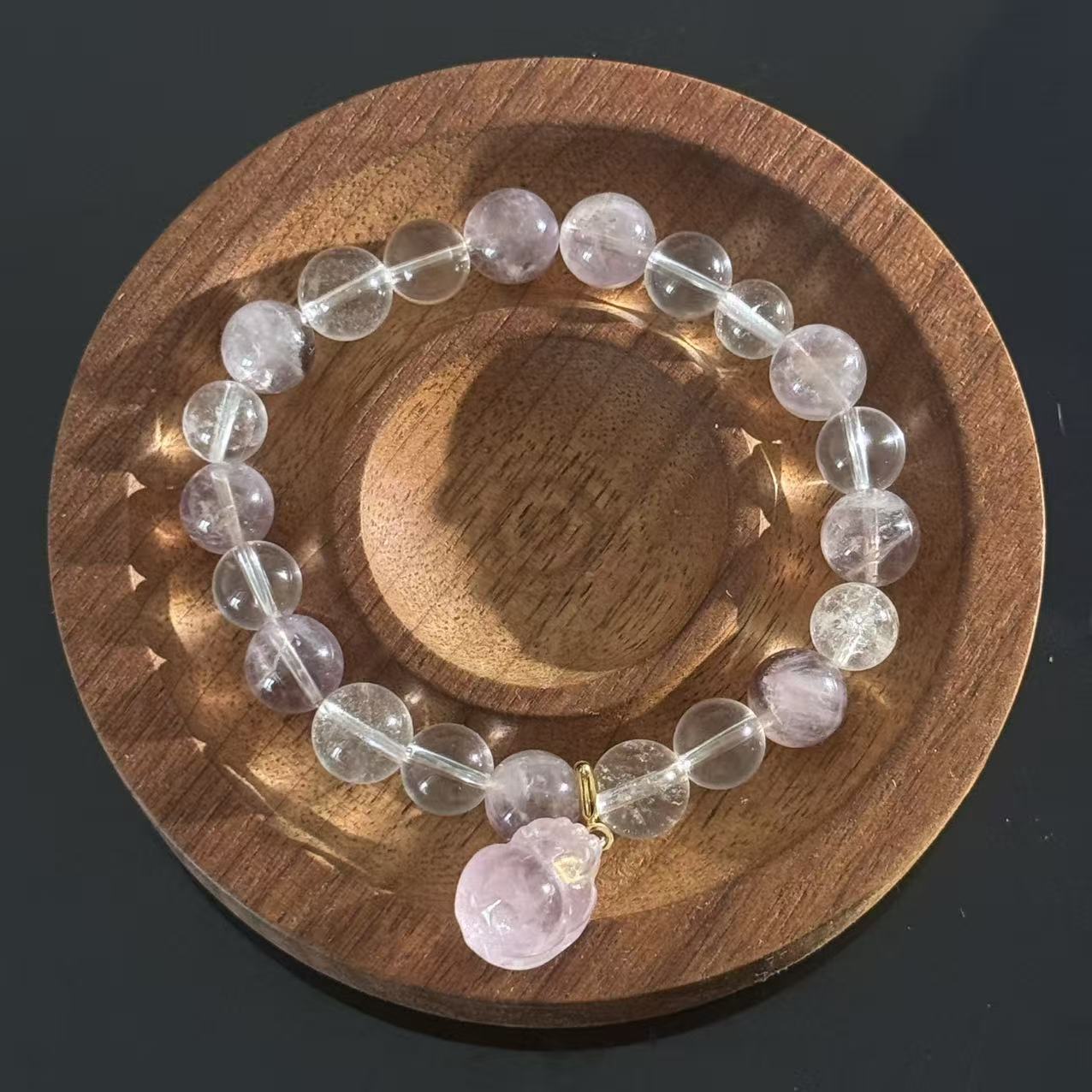 Icy Translucent Violet Hues | Super Seven & Clear Quartz Bracelet—Possessing an Innate, Aloof Beauty