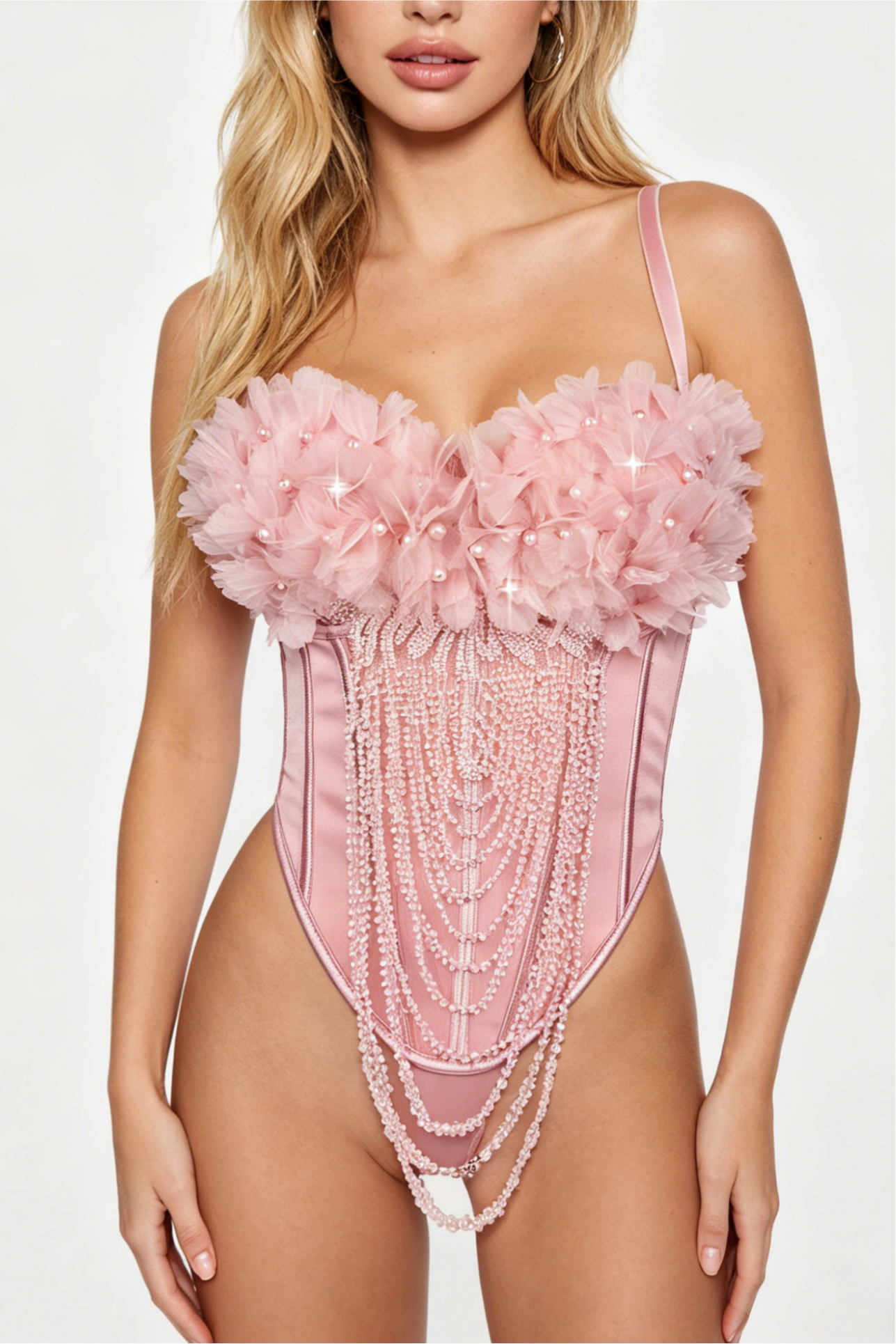 Handmade Flower Tassel Backless Sling Corset