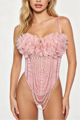 Handmade Flower Tassel Backless Sling Corset