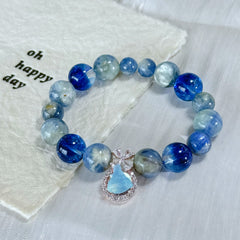 Natural Blue Crystal & Ocean Aura Handmade Bracelet