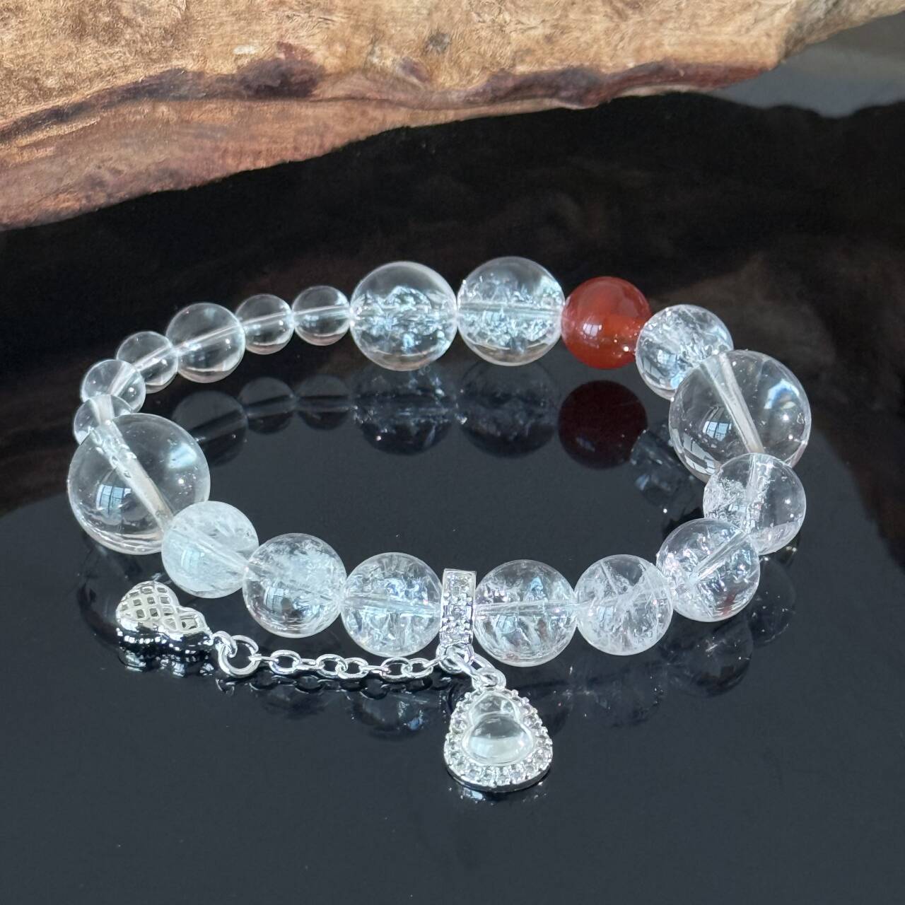 Clear Quartz and Red Agate Bracelet — A Healing Gemstone Bracelet to Help You Boost Your Energy, and Attract Protection and Love