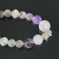 Natural Amethyst & Clear Quartz Bracelet — Handcrafted Beaded Healing Energy Bracelet for Calmness, Protection, and Spiritual Balance
