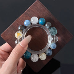 Blue Apatite, Kyanite & Clear Quartz Crystal Bracelet