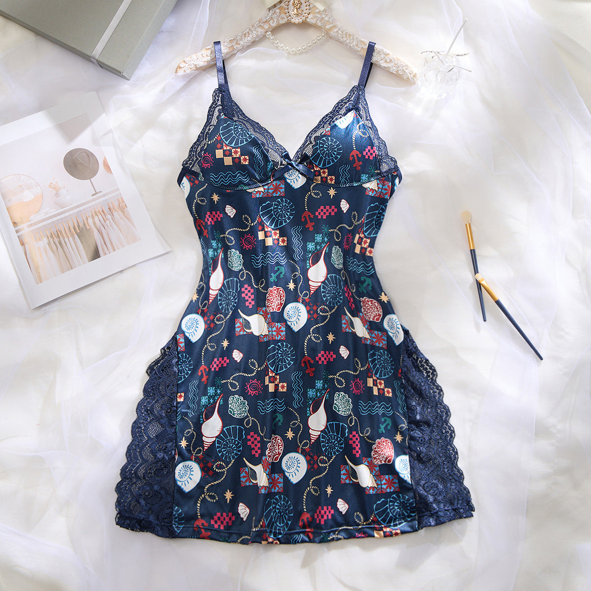 Lace Babydoll Slit Halter Dresses Slip Nightgown