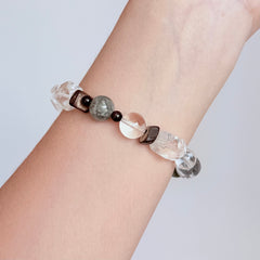 Clear Quartz & Green Phantom Crystal Bracelet