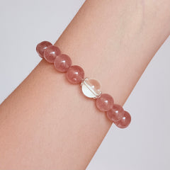 Strawberry Quartz and Clear Quartz Bracelet