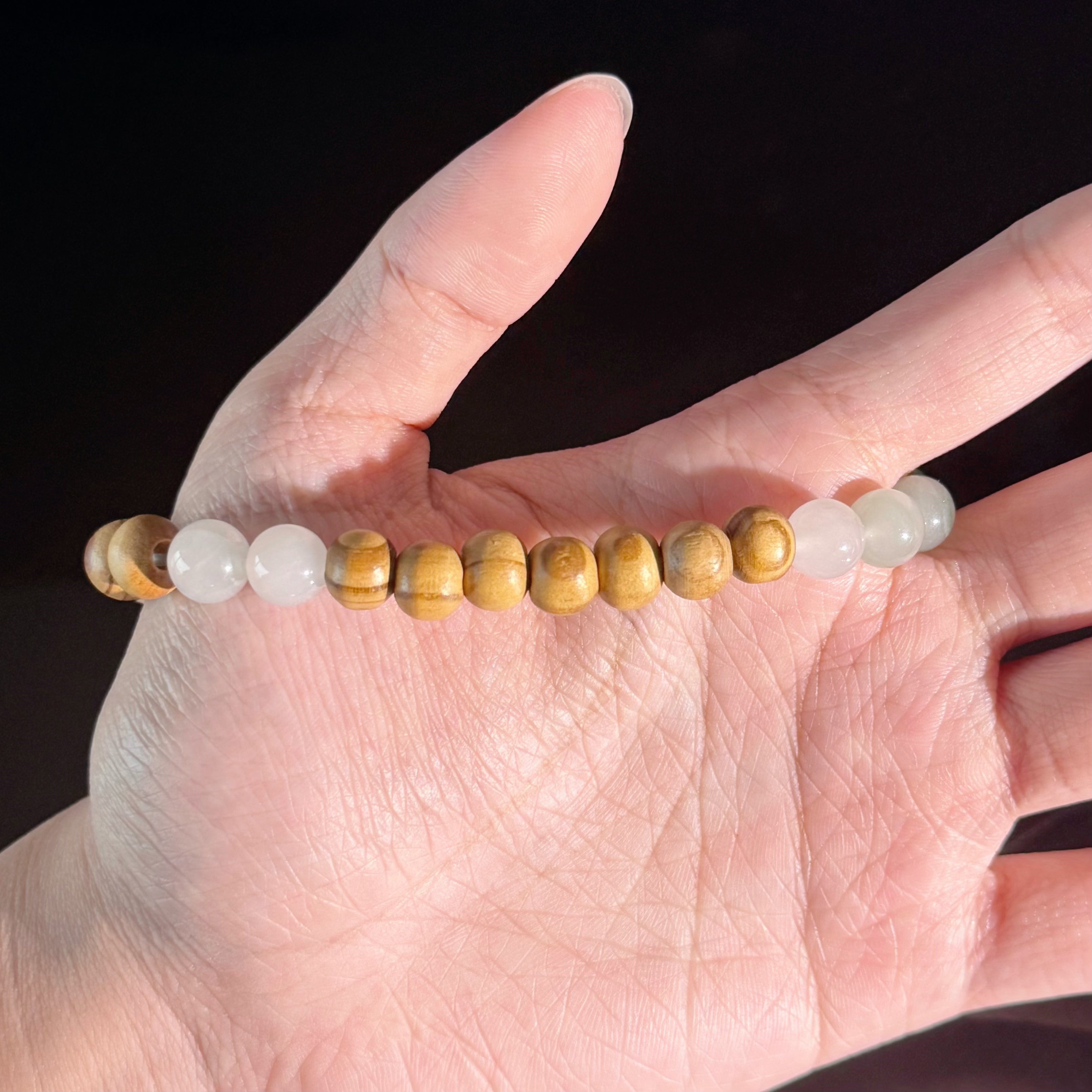 Taurus Crystal Bracelet – Wood & White Jade Zodiac Bracelet