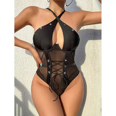 Lingerie Pajamas Lace See-Through Seductive Corset Adjustable Corset