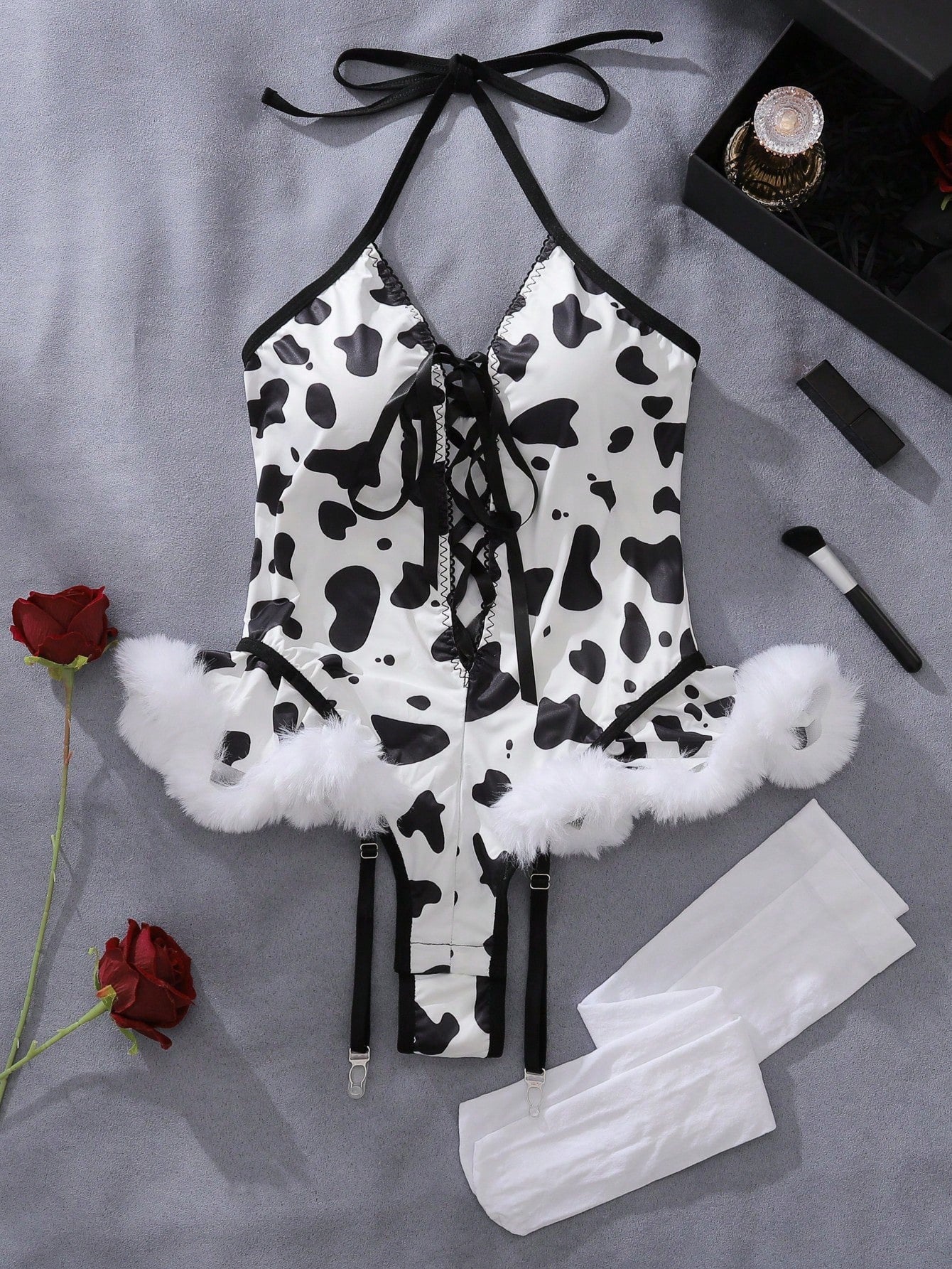 Deep V Straps Cosplay Uniform Set