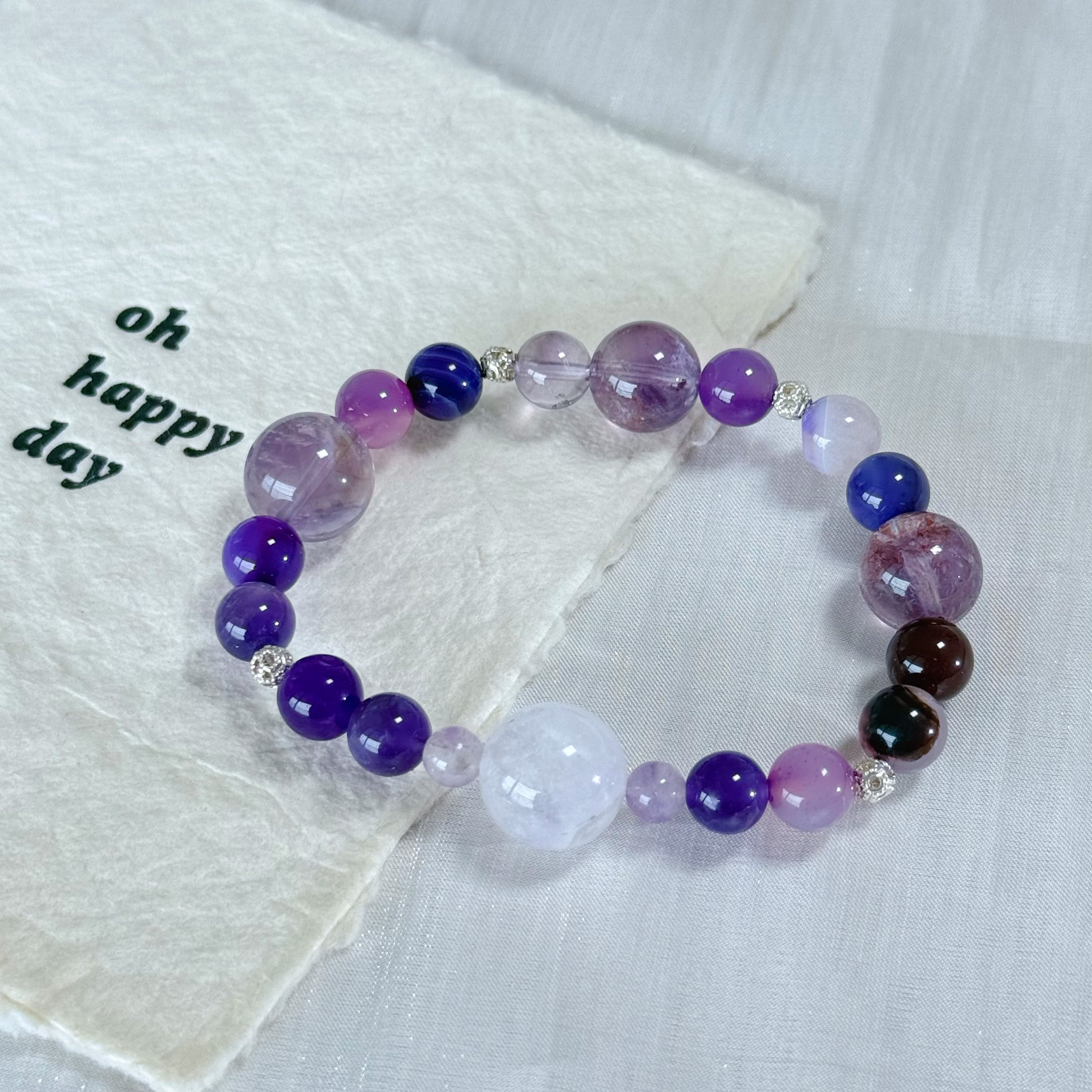 Dreamy Amethyst & Purple Agate Beaded Bracelet