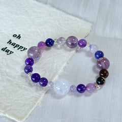 Dreamy Amethyst & Purple Agate Beaded Bracelet