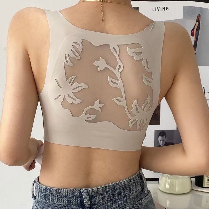 Seamless Deep V Hollow Vest Bra