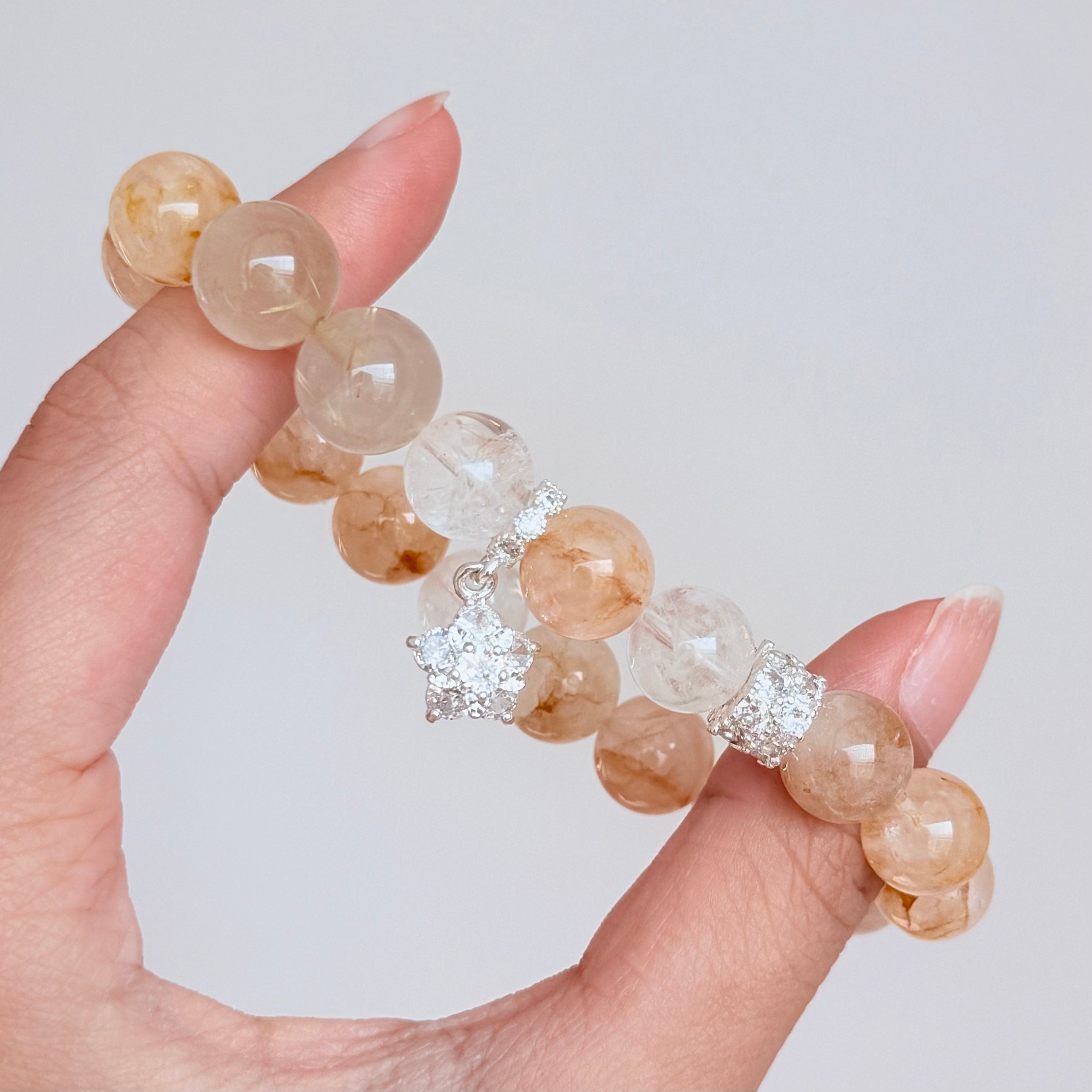 Golden Rutilated Quartz & Clear Quartz Bracelet