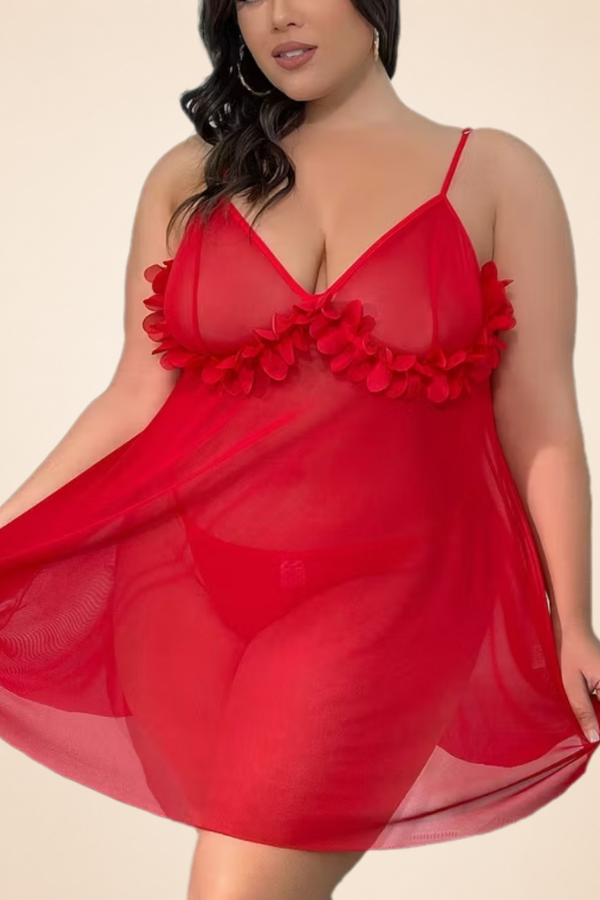 Plus Size See-through Dress Mesh Camisole