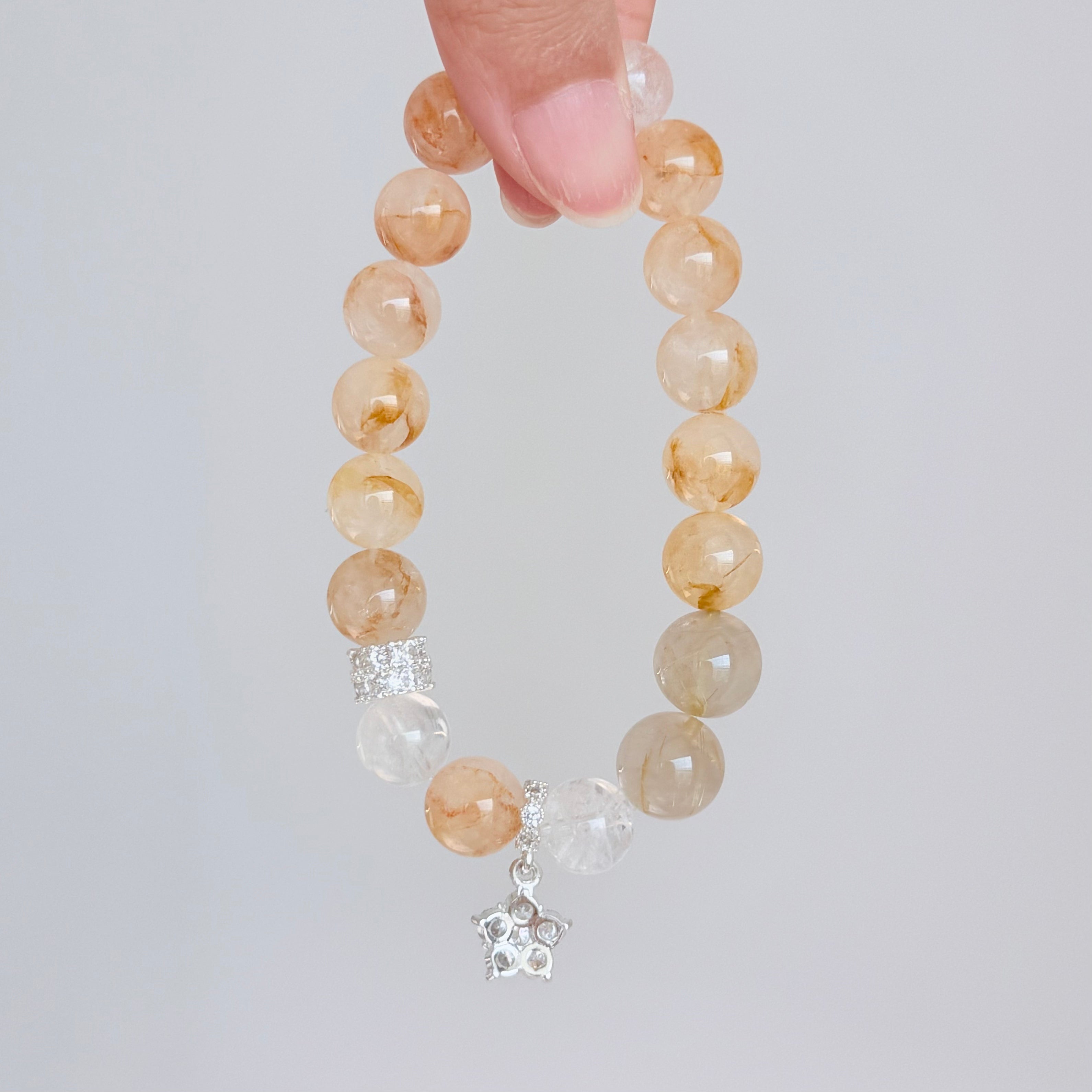 Golden Rutilated Quartz & Clear Quartz Bracelet