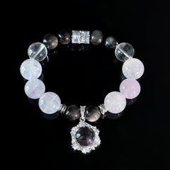 Pisces Crystal Bracelet – Amethyst, Rose Quartz & Smoky Quartz Healing Bracelet