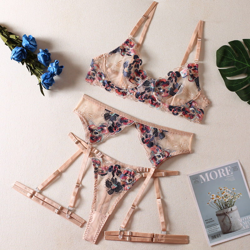 Sister Style Four-Piece Set See-Through Push-Up Bra Erotic Lingerie